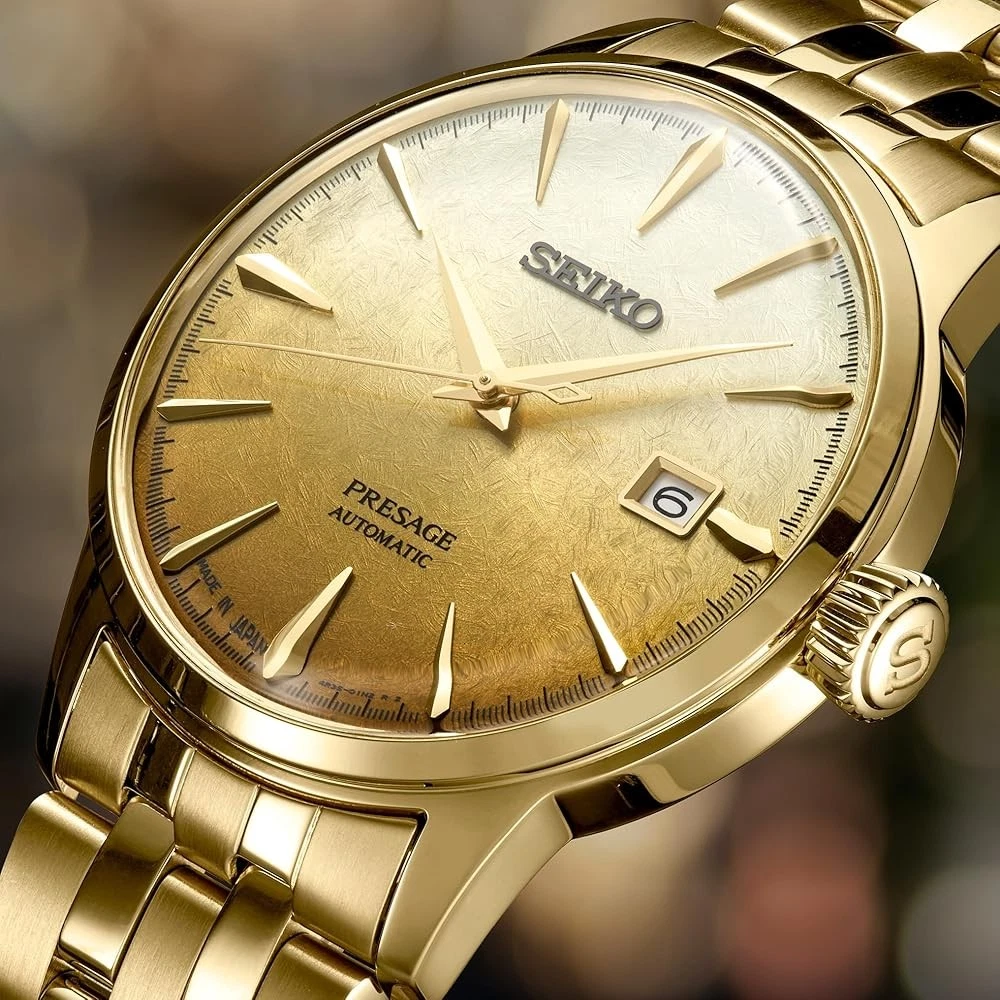 Seiko Presage SRPK46J1 Automatic Cocktail Time Gold-Tone Made in Japan - Image 4
